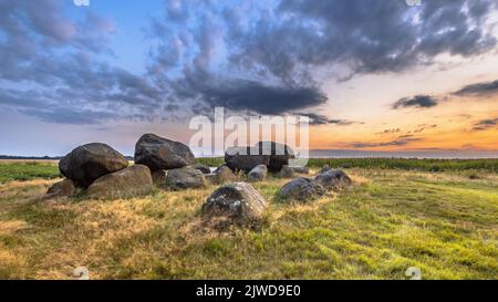 Hunnish megalithic Dolmen grave or hunebed near Assen, Drenthe, Netherlands Stock Photo