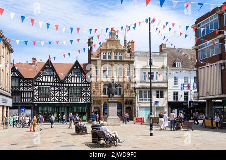 Shrewsbury town centre shops Shrewsbury Square or The Square Shrewsbury Shropshire England UK GB Europe Stock Photo