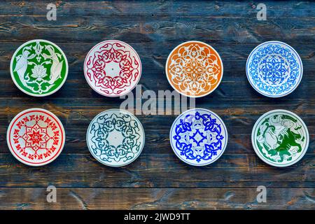 Azerbaijani plates with traditional designs Stock Photo