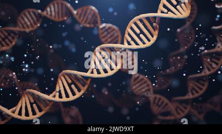 3d illustration. DNA helix on a dark blue background. Medical concept. Stock Photo