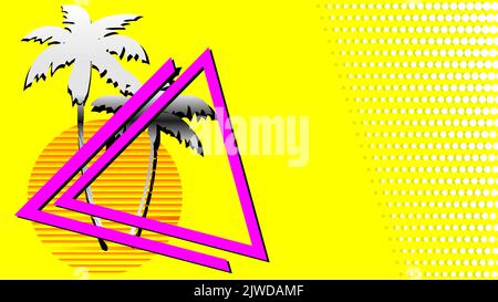 summer palms silhouette hawaii background postal colorful illustration retro style in vector format Stock Vector