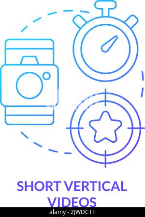 Short vertical videos blue gradient concept icon Stock Vector