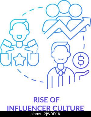 Rise of influencer culture blue gradient concept icon Stock Vector