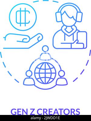 Gen Z creators blue gradient concept icon Stock Vector