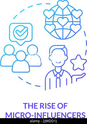 Rise of micro influencers blue gradient concept icon Stock Vector