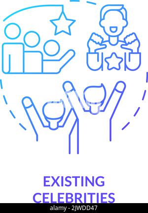 Existing celebrities blue gradient concept icon Stock Vector