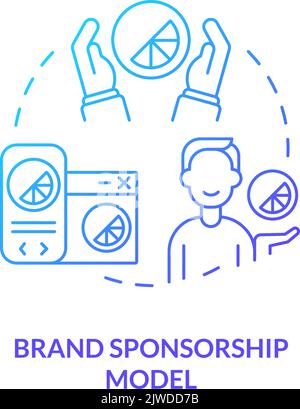 Brand sponsorship model blue gradient concept icon Stock Vector