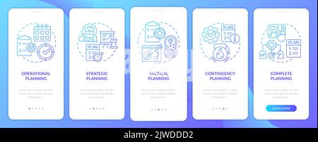 Types of plans blue gradient onboarding mobile app screen Stock Vector