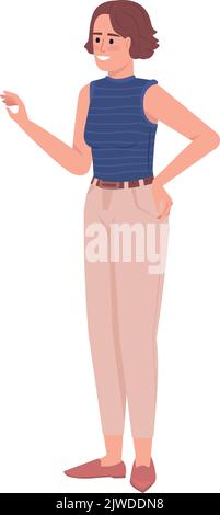 Smiling lady semi flat color vector character Stock Vector