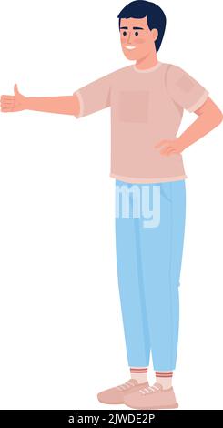 Smiling man semi flat color vector character Stock Vector