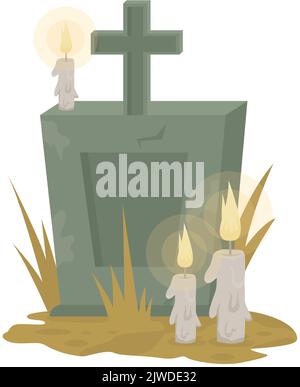 Gravestone with cross semi flat color vector object Stock Vector