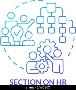 Section on HR blue gradient concept icon Stock Vector