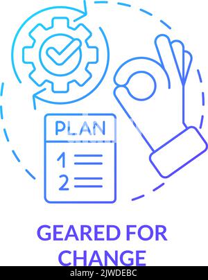 Geared for change blue gradient concept icon Stock Vector