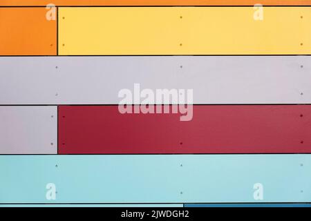 colorful wall cladding background with horizontal panels Stock Photo
