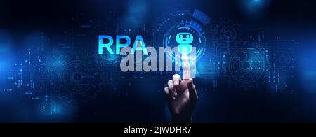 RPA Robotic process automation innovation technology concept on virtual screen. Stock Photo