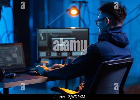 hacker using computer virus for cyber attack Stock Photo