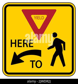 Traffic road sign yield here to pedestrians warning Stock Vector
