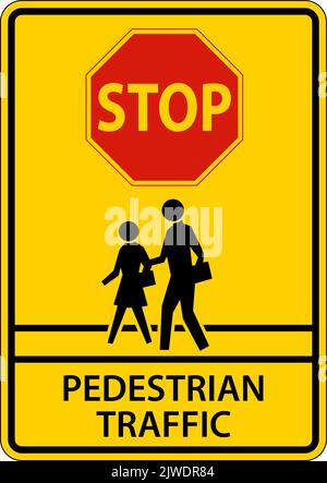 Stop Pedestrian Traffic Sign On White Background Stock Vector