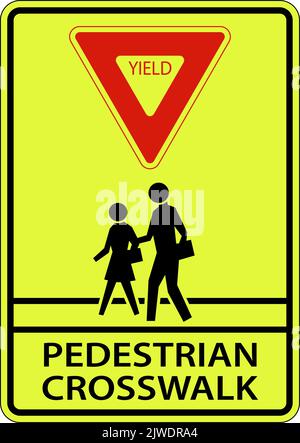 Yield Pedestrian Crosswalk Sign On White Background Stock Vector