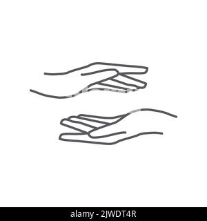 hand drawing gesture giving linear design. hand icon vector. hand symbol of giving icon. Hand care logo design. vector illustration Stock Vector