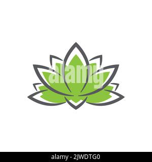 linear lotus logo templates. Vector floral linear lotus logo. Design lotus flower outline. Vector illustration. Lotus icon. Stock Vector