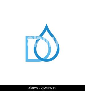 letter d linked drop water fresh blue icon vector Stock Vector