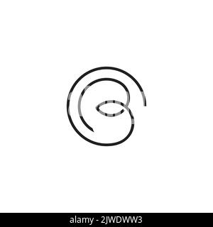 letter cb simple thin curves line circle logo vector Stock Vector