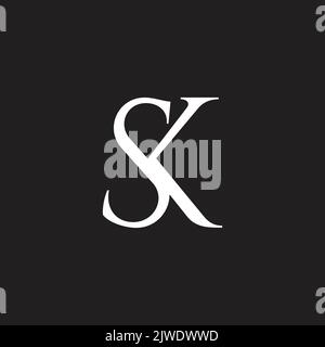 letter sk simple linked font logo vector Stock Vector