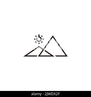 sun mountain geometric thin line logo vector Stock Vector