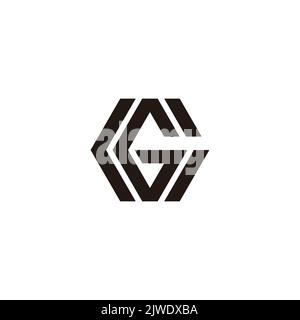 letter g stripes geometric hexagon logo vector Stock Vector