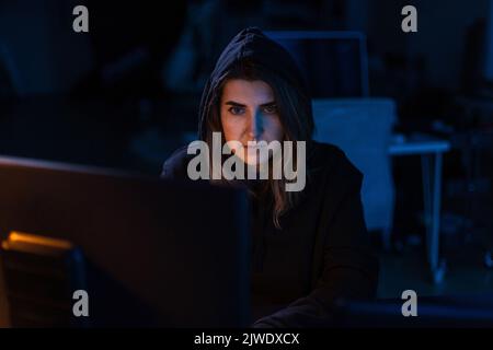 hacker using computer virus for cyber attack Stock Photo