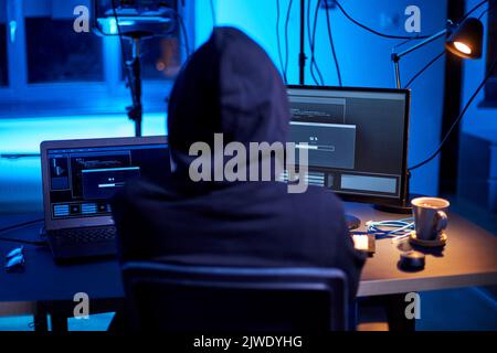 hacker using computer virus for cyber attack Stock Photo