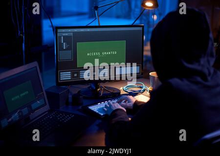hacker using computer virus for cyber attack Stock Photo