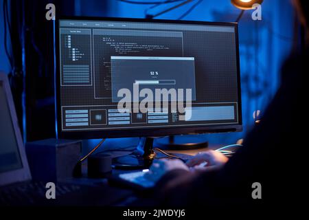 hacker using computer virus for cyber attack Stock Photo