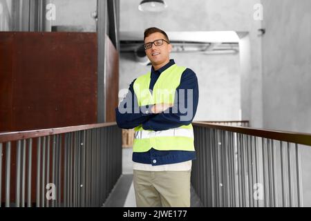 male worker in safety west at office Stock Photo