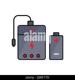 Power bank icon, battery. Icon related to electronic, technology. Lineal color icon style, colored. Simple design editable Stock Vector