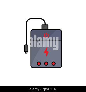 Power bank icon, battery. Icon related to electronic, technology. Lineal color icon style, colored. Simple design editable Stock Vector