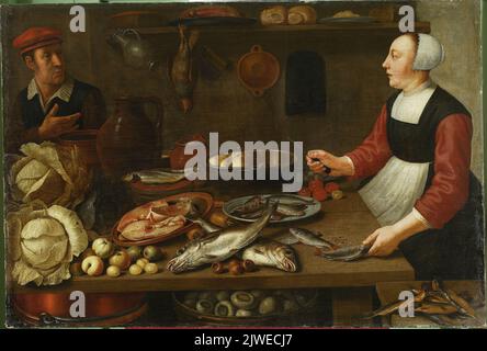 Kitchen interior. Schooten, Floris Gerritsz. van (ca 1585/1588-1656), painter Stock Photo