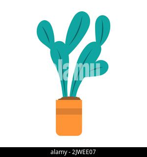 Home plant decor jungle. House planter succulent urban pot vector illustration. Handmade interior hygge and indoor colorful garden. Houseplant with gr Stock Vector