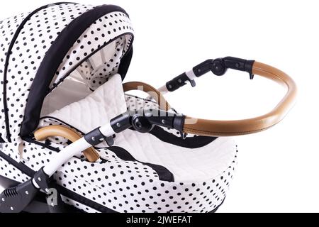 Modern baby stroller with bassinet and car seat isolated on a white background Stock Photo