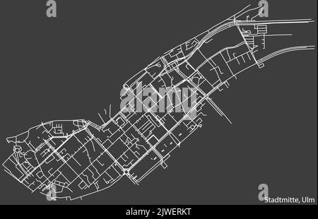 Street roads map of the STADTMITTE DISTRICT, ULM Stock Vector