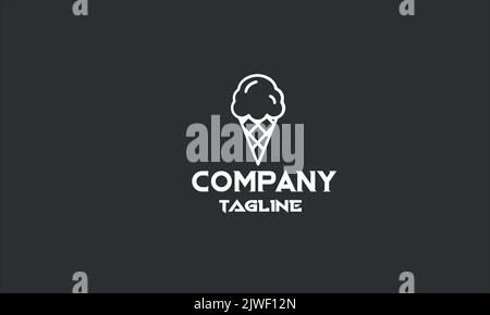 minimal ice cream logo template Stock Vector