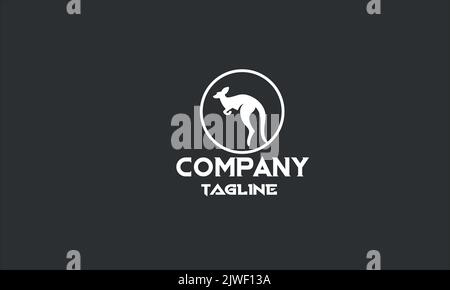 minimal kangaroo logo template Stock Vector