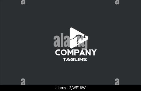 minimal kangaroo logo template Stock Vector
