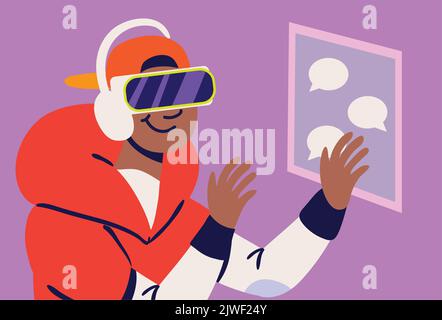 boy face using goggles Stock Vector