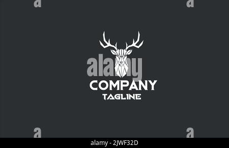 minimal deer logo template Stock Vector