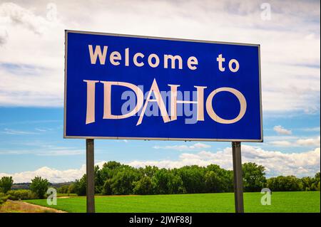 Welcome to Idaho State Sign Stock Photo