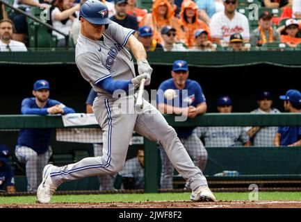 Baltimore, USA. 05th Sep, 2022. BALTIMORE, MD - SEPTEMBER 05: Toronto Blue Jays third baseman Matt Chapman (26) at bat in the second inning during a MLB game between the Baltimore Orioles and the Toronto Bluejays on September 05 2022, at Orioles Park at Camden Yards, in Baltimore, Maryland. (Photo by Tony Quinn/SipaUSA) Credit: Sipa USA/Alamy Live News Stock Photo