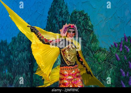 Stilt walker, Arts Alive Festival, Downtown Langley, British Columbia, Canada Stock Photo