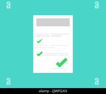 Exam results survey form document, quiz checklist success logo design. Education check list paper doc  vector design and illustration. Stock Vector